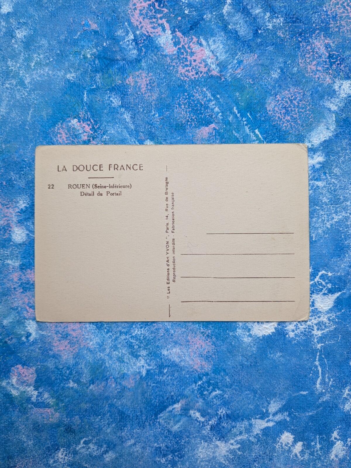 Vintage French Postcard - Rouen Cathedral - La Douce France 22