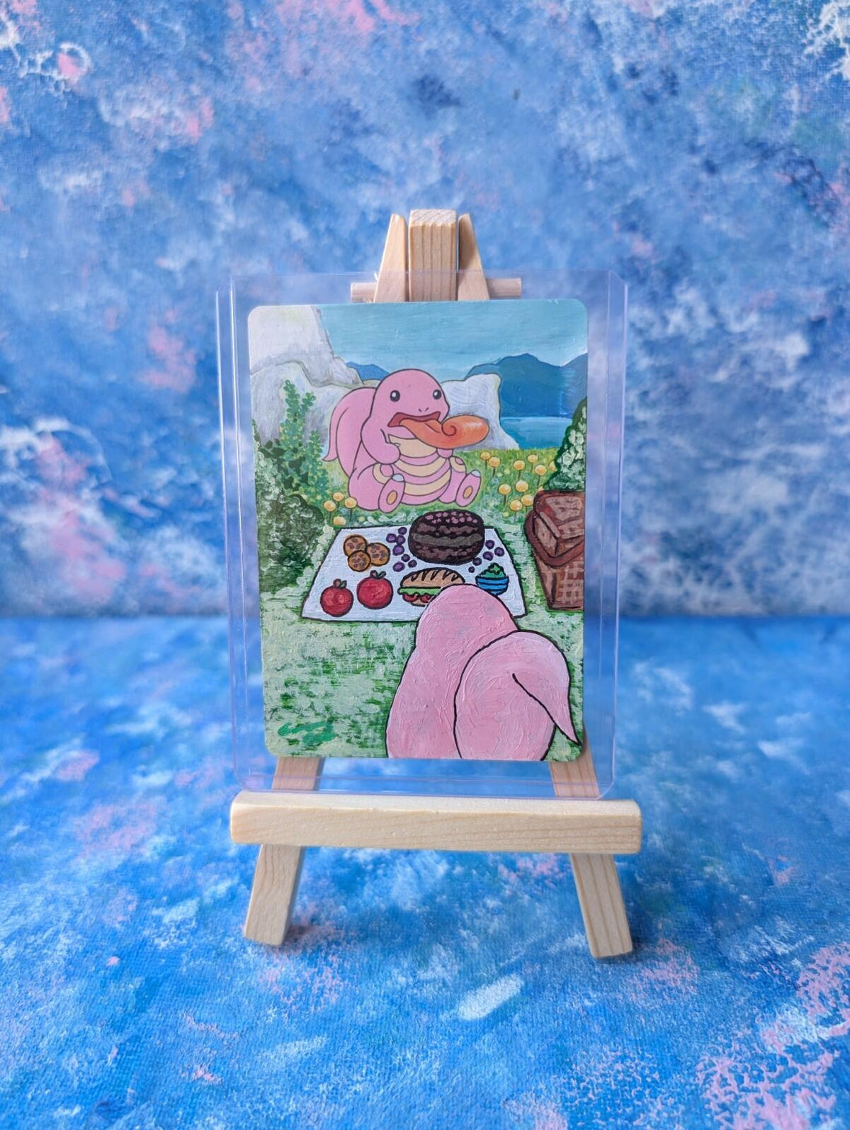 Hand-Painted Lickitung 154/214 Sun and Moon: Unbroken Bonds Card + Display Easel
