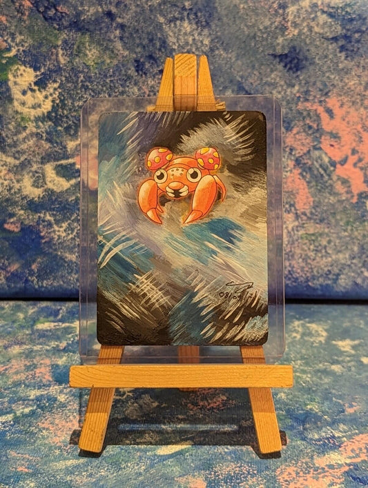 Hand-Painted Vintage Base Set 2 Paras Pokemon Card & Display Easel