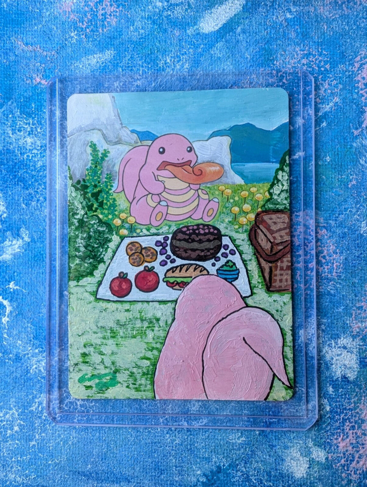 Hand-Painted Lickitung 154/214 Sun and Moon: Unbroken Bonds Card + Display Easel