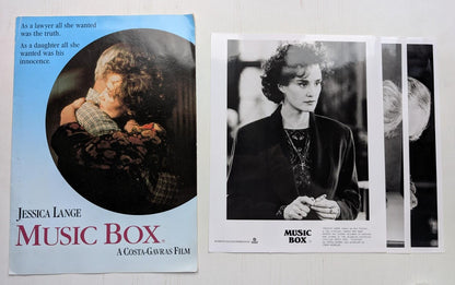 Music Box 1989 Jessica Lange Movie Press Kit Synopsis/Cast List + x3 Lobby Cards