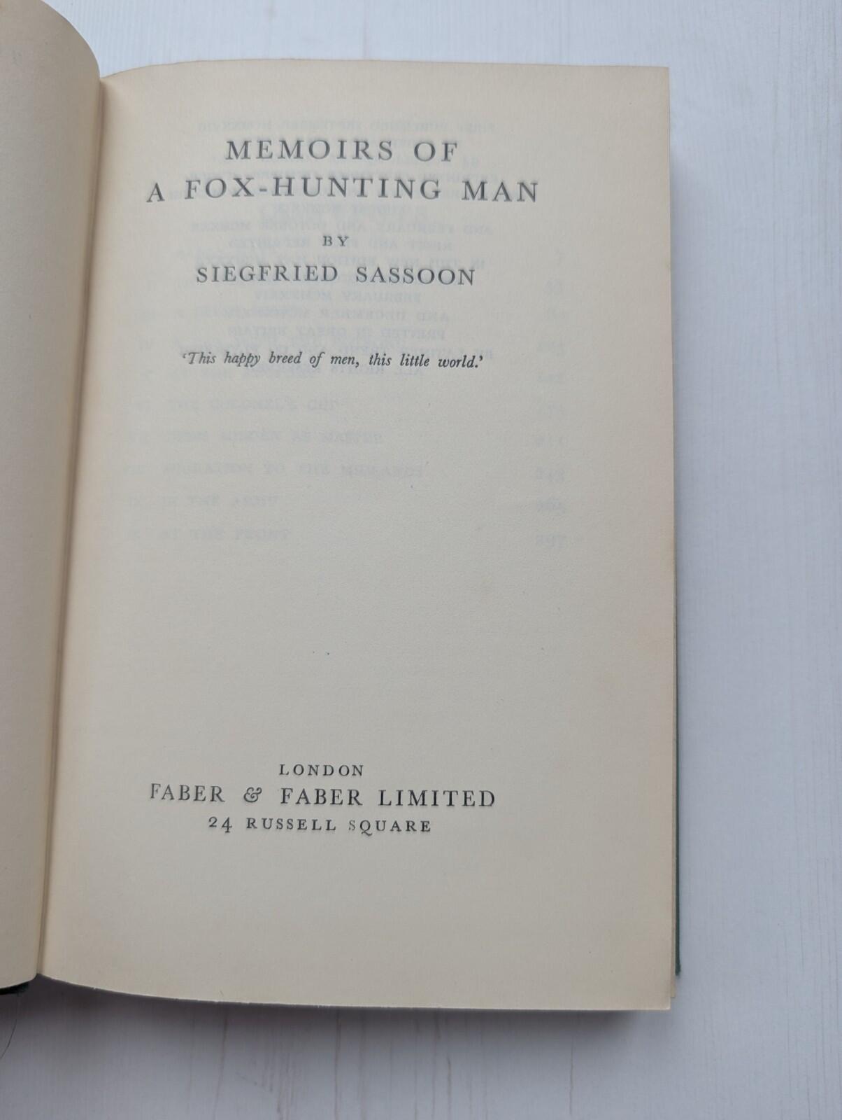 Memories of a Fox-Hunting Man by Siegfried Sassoon - Faber & Faber Ltd - 1932