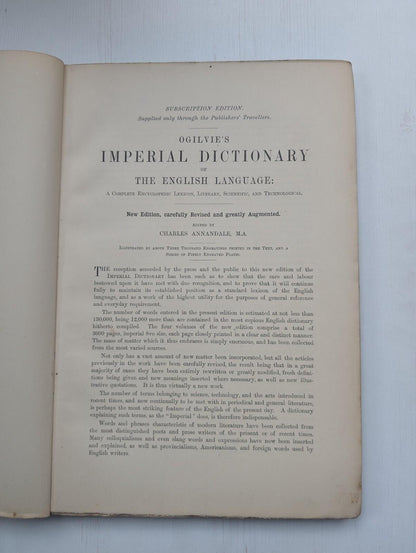 Ogilvie's Imperial Dictionary of The English Language Div. 1 - 1880's Approx