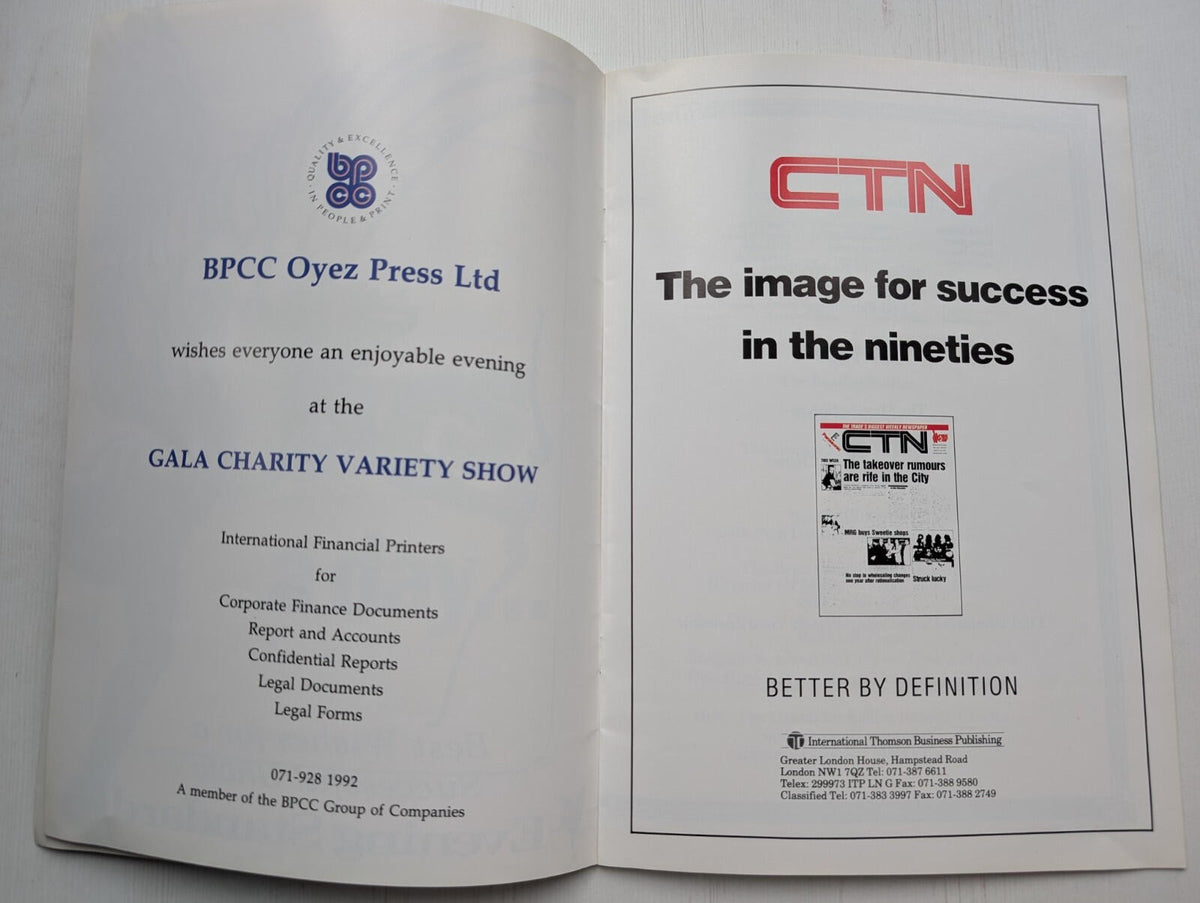 Gala Charity Variety Show Programme - London Palladium December 1991