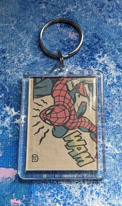 Spider-Man Keyring, Hand-Crafted From Recycled Vintage Comic