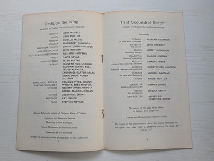 Oedipus The King/That Scoundrel Scapin Programme - Nottingham Playhouse 1964