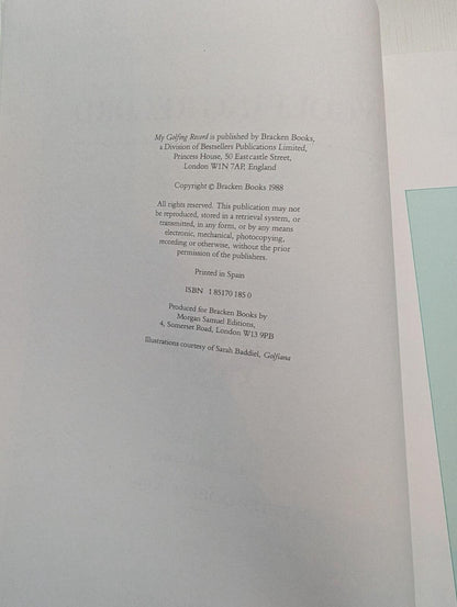 My Golfing Record - Introduction by Peter Dobereiner - 1988 - Bracken Books