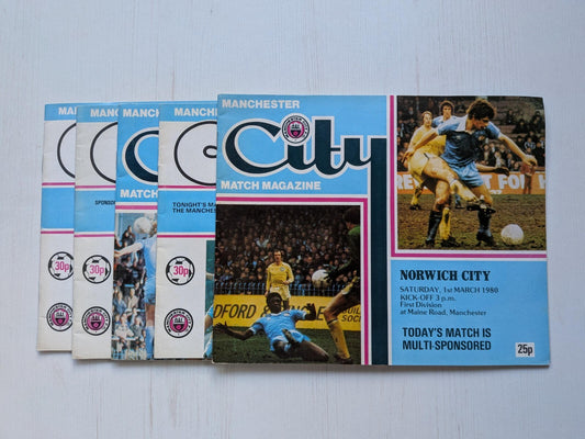 Manchester City 1980 Match Magazine x5 Bundle