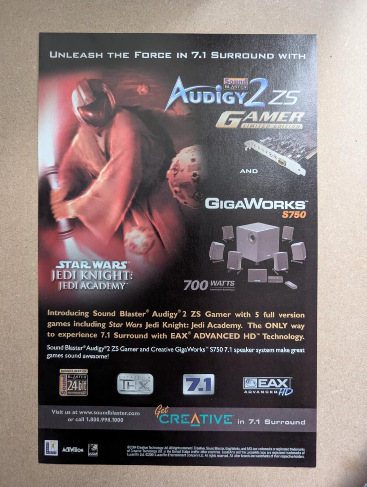 Sound Blaster Audigy 2 Star Wars Jedi Knight: Jedi Academy Advert - See Details