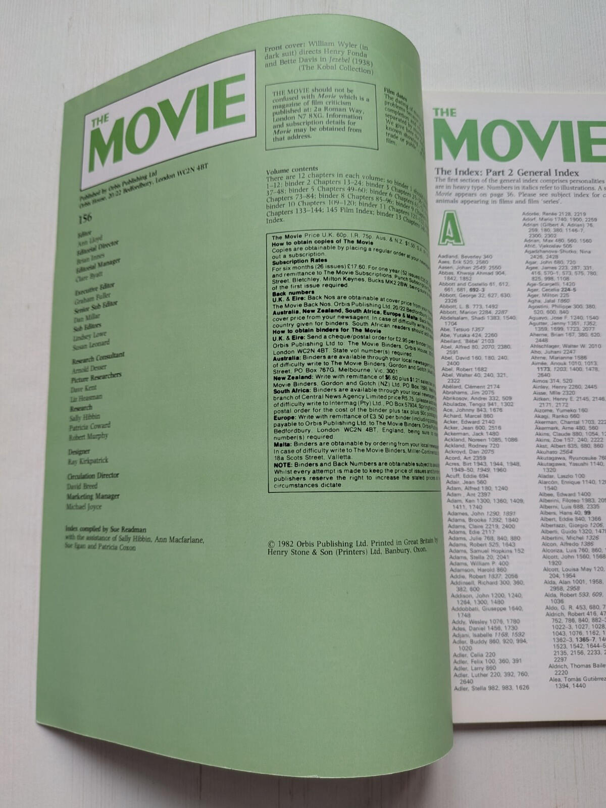 The Movie: The Illustrated History of The Cinema #156 - Index Part 2 - General