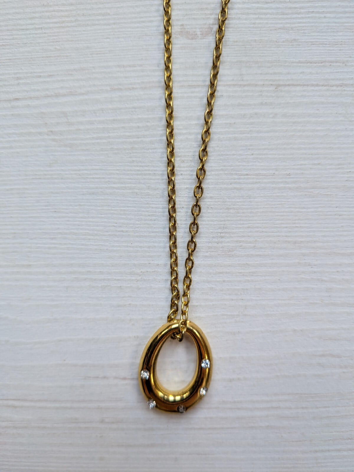 Gold Tone Necklace and Pendant with Diamante Embellishments