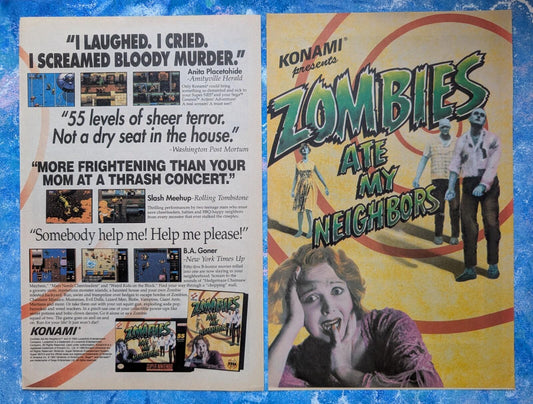 Zombies Ate My Neighbors Nintendo SNES/Sega Genesis 1993 Advert - See Details
