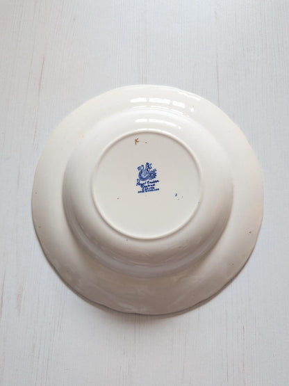 Vintage Royal Cauldon White/Blue Dragon Bowl and Saucer with Gold Rim