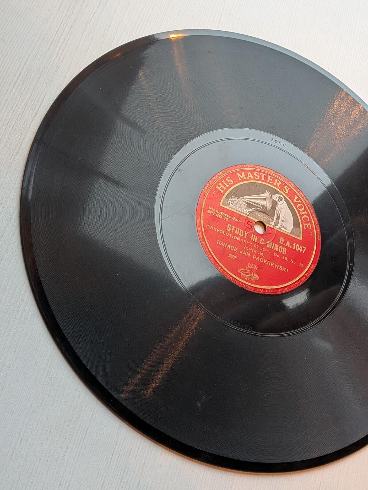 Ignace Jan Paderewski - Chopin's Study in C Minor Shellac Record - D.A. 1047