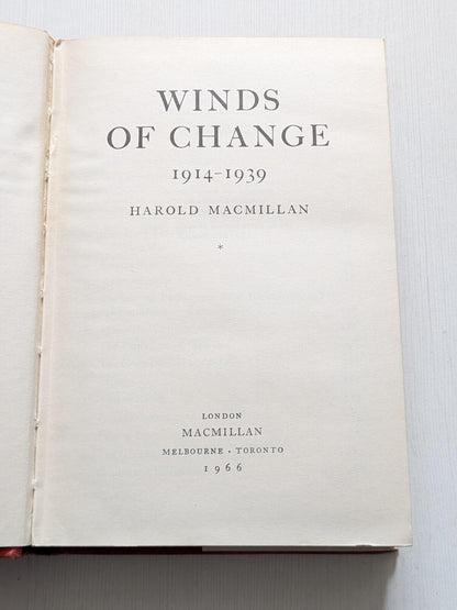 Winds of Change 1914-1939 by Harold Macmillan - 1966 - Macmillan & Co Ltd