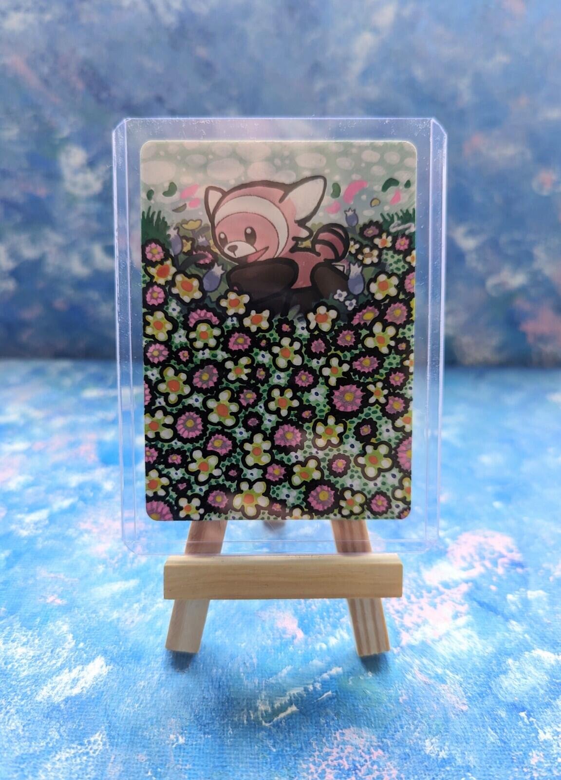 Hand-Painted Crimson Invasion Stufful Pokémon Card + Display Easel