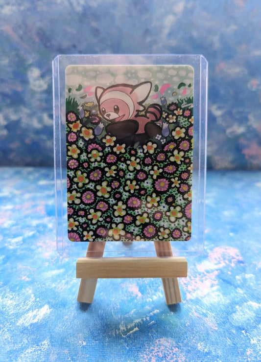 Hand-Painted Crimson Invasion Stufful Pokémon Card + Display Easel