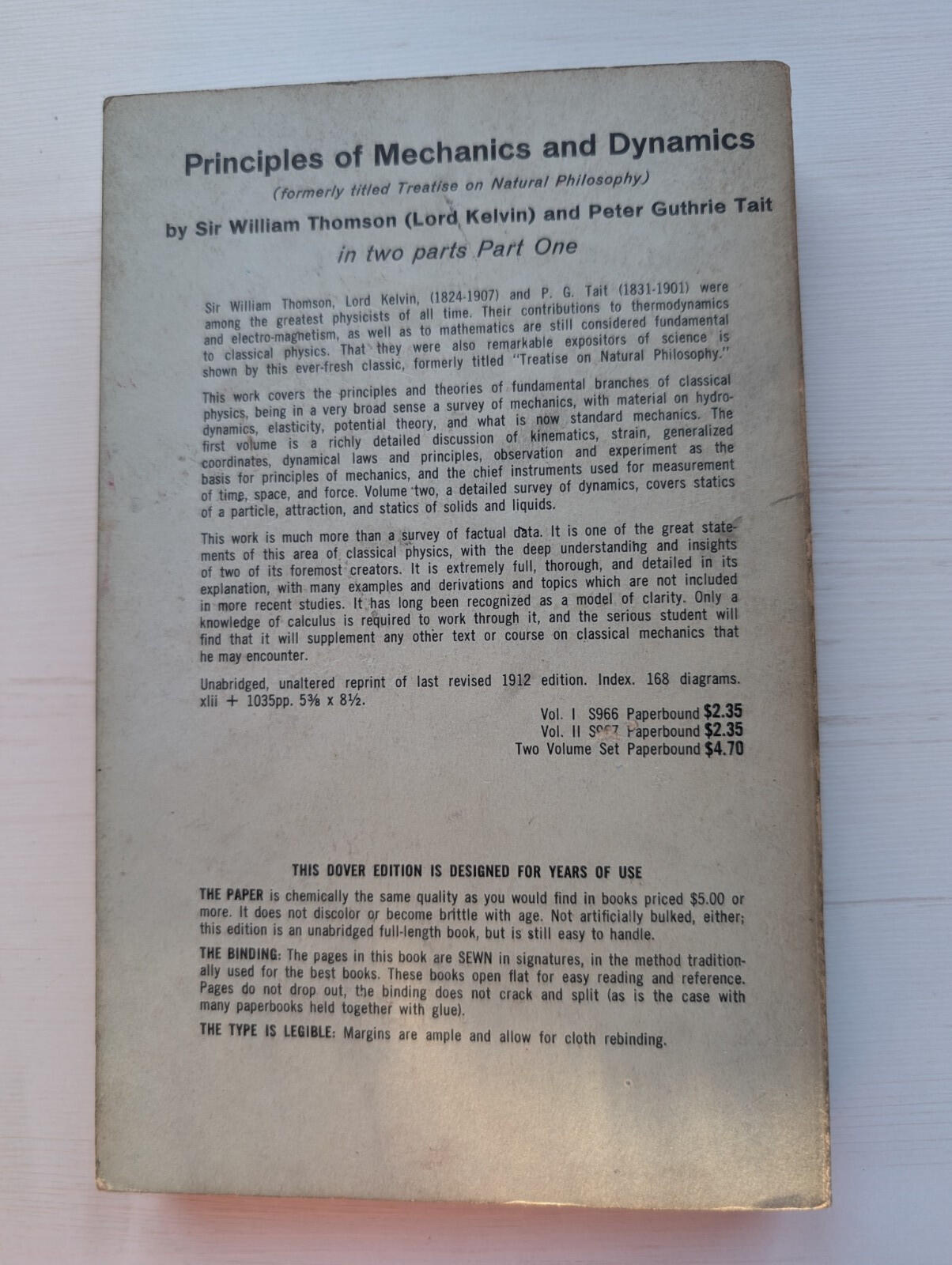 Principles of Mechanics & Dynamics Pt. 1, Sir William Thomson/Peter Guthrie Tait