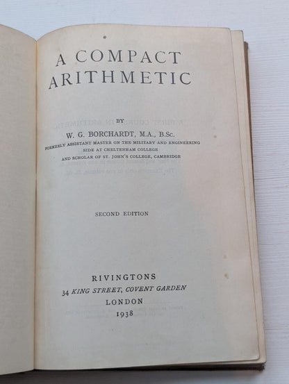 A Compact Arithmetic by W.G Borchardt - 2nd Edition - 1938 - Rivingtons