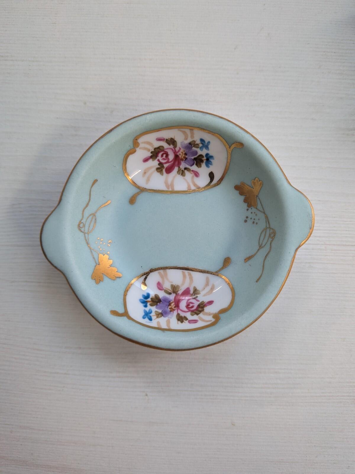Vintage Miniature Floral Creamer Pitcher and Dish - Regal Porcelain