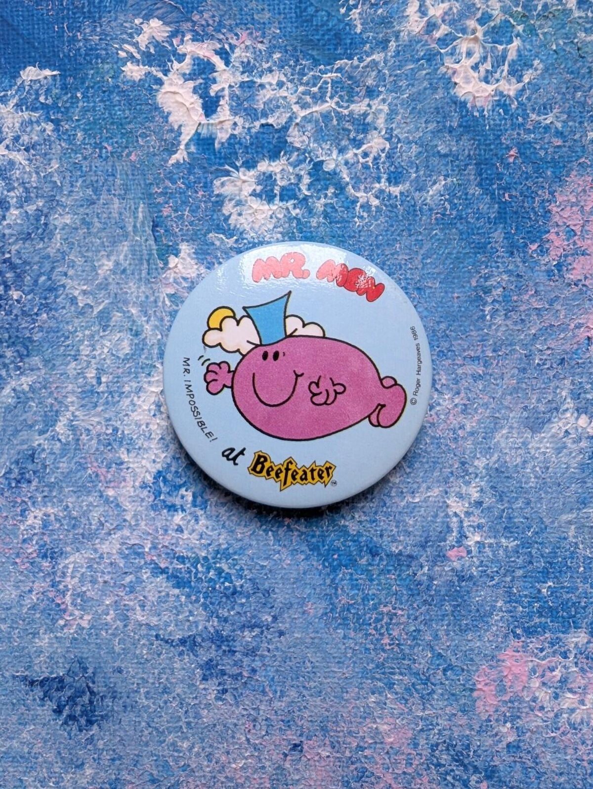 Vintage Mr Men/Beefeater Mr Impossible Badge - 1986