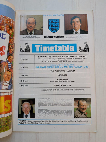 F.A. Charity Shield Programme - Liverpool VS Manchester United, 20th August 1983