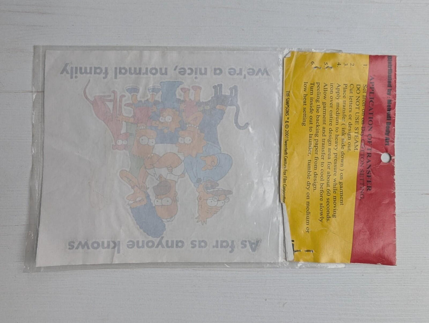 The Simpsons Vintage Iron-On T-Shirt Transfer - 2001 - Twentieth Century Fox