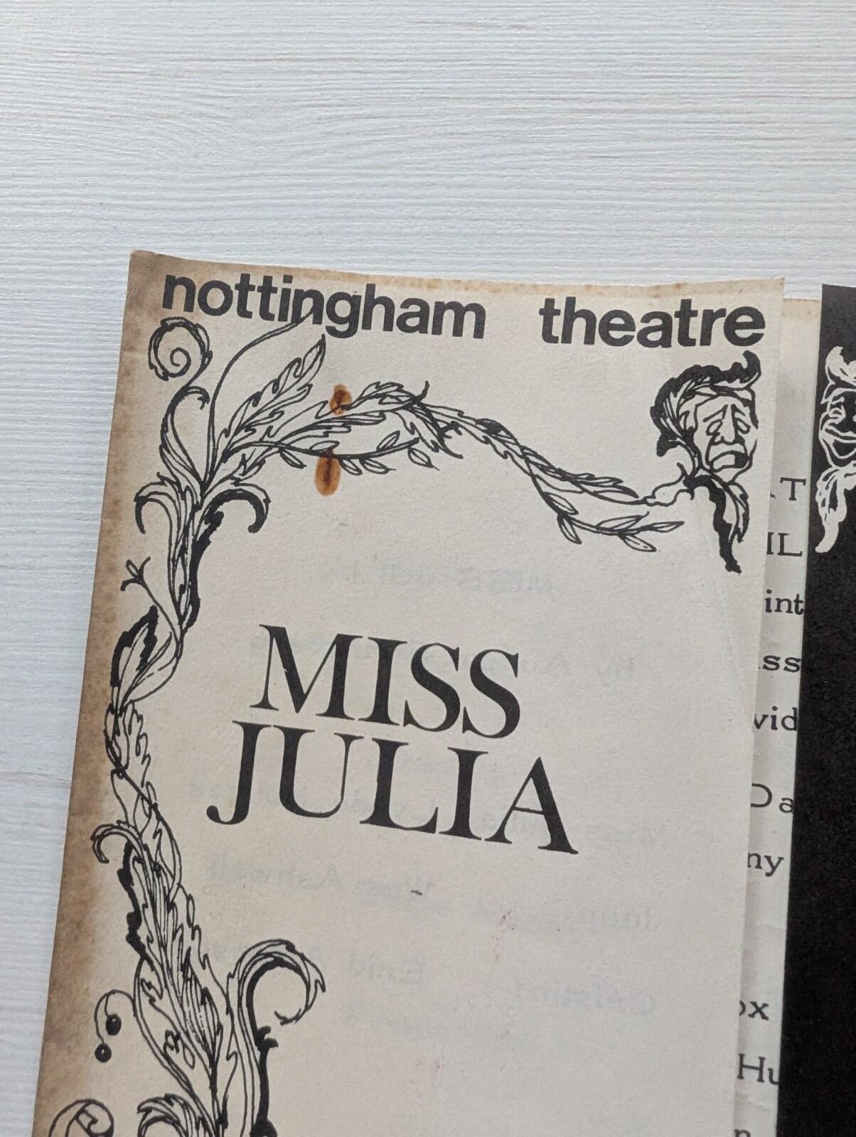 Miss Julia/Black Comedy - Nottingham Theatre Club Programme 1970
