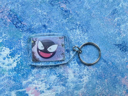 Hand-Crafted Gastly Keyring - Made From Recycled Pokemon Card