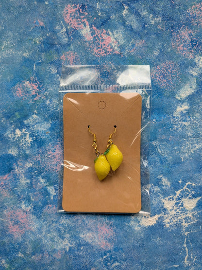 Cute/Kitsch-Style Lemon Drop Earrings - Sealed/Unworn