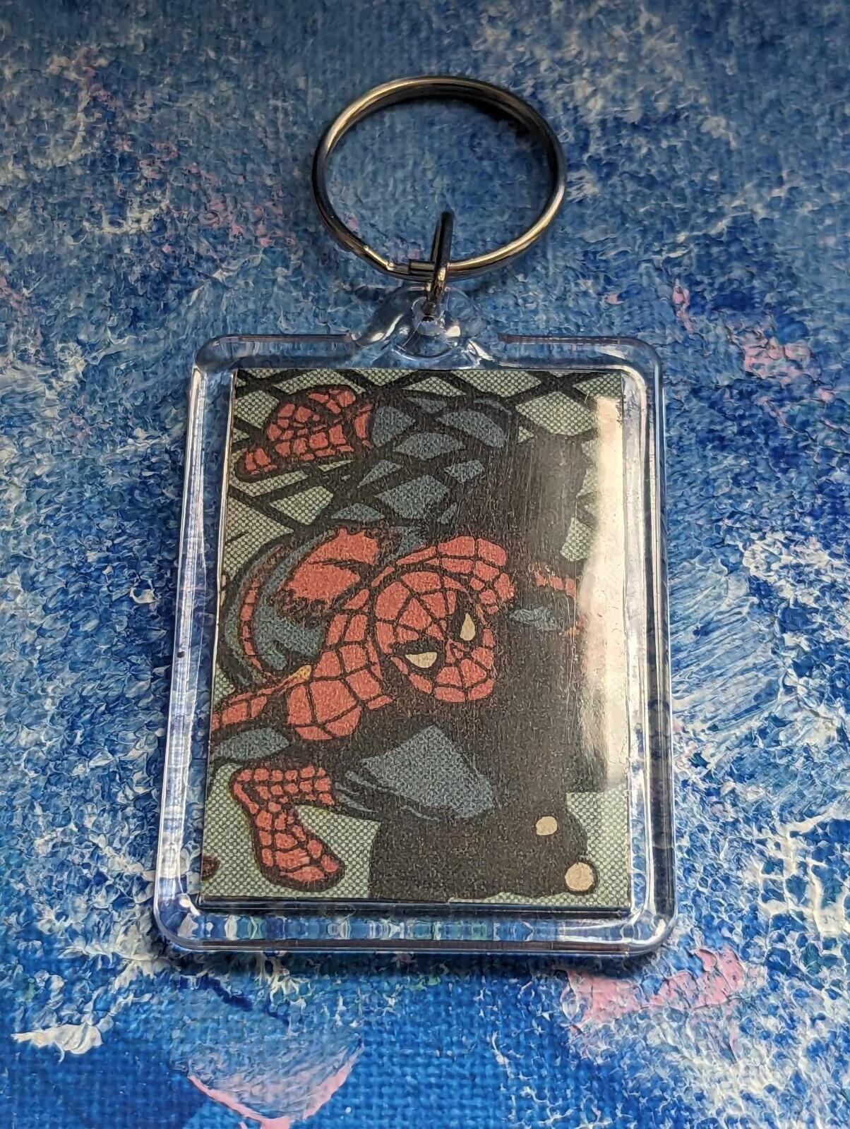 Spider-Man Keyring, Hand-Crafted From Recycled Vintage Comic