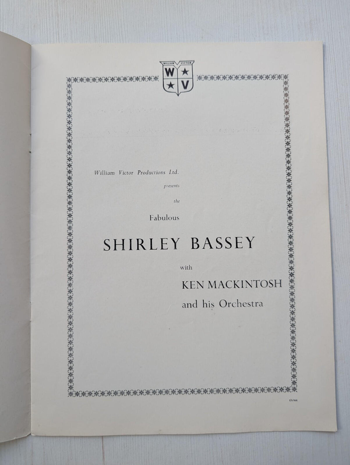 William Victor Productions Ltd Shirley Bassey/Ken Mackintosh Orchestra Brochure