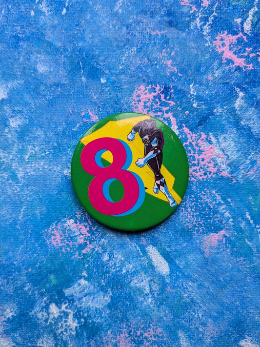 Vintage Mighty Morphin' Power Rangers Black Ranger 8th Birthday Badge - 1990s