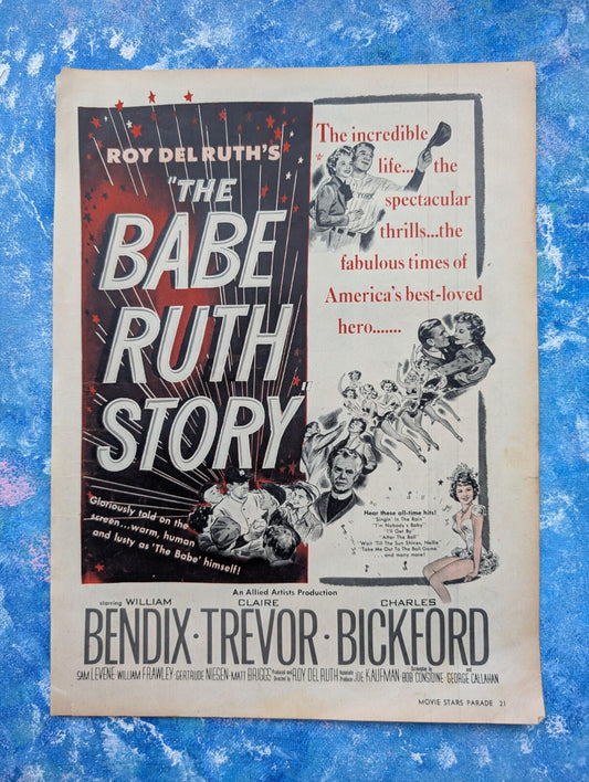 The Babe Ruth Story 1948 Movie Vintage Advertisement - See Details