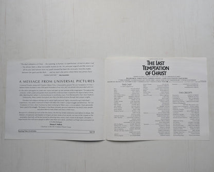 The Last Temptation of Christ Press Kit Cast List Leaflet - 1988 - Universal