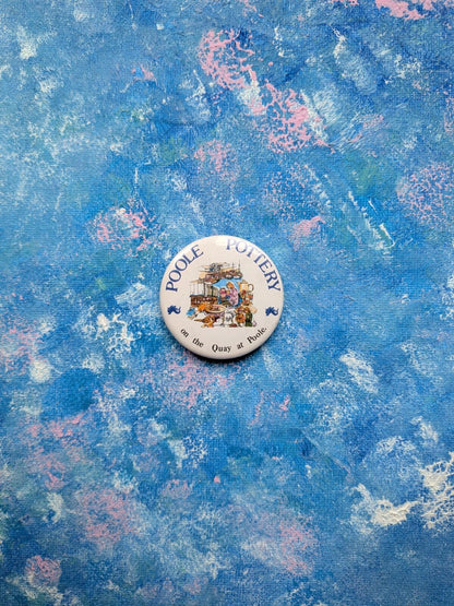 Vintage Poole Pottery Badge - Pottery Studio Illustration "On the Quay at Poole"
