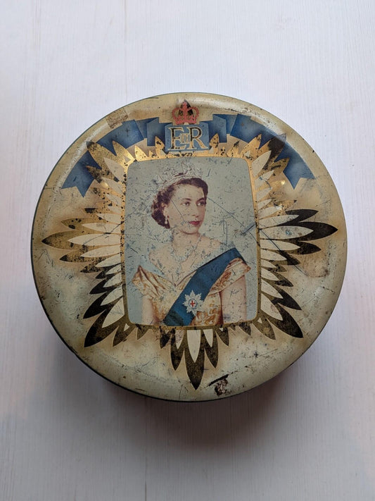 Queen Elizabeth II Coronation Souvenir Biscuit Tin (Empty) - 1953