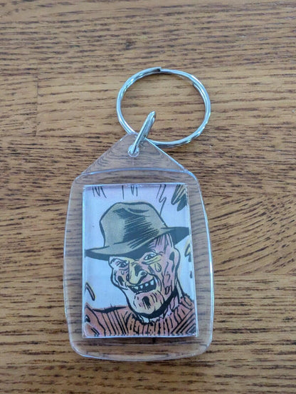 Freddy Krueger Nightmare On Elm Street Keyring, Made From Recycled Vintage Comic