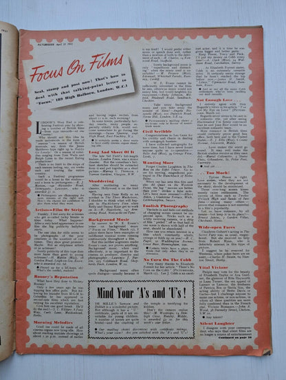 Picturegoer: The National Film Weekly April 21, 1951 - Peggy Dow Cover