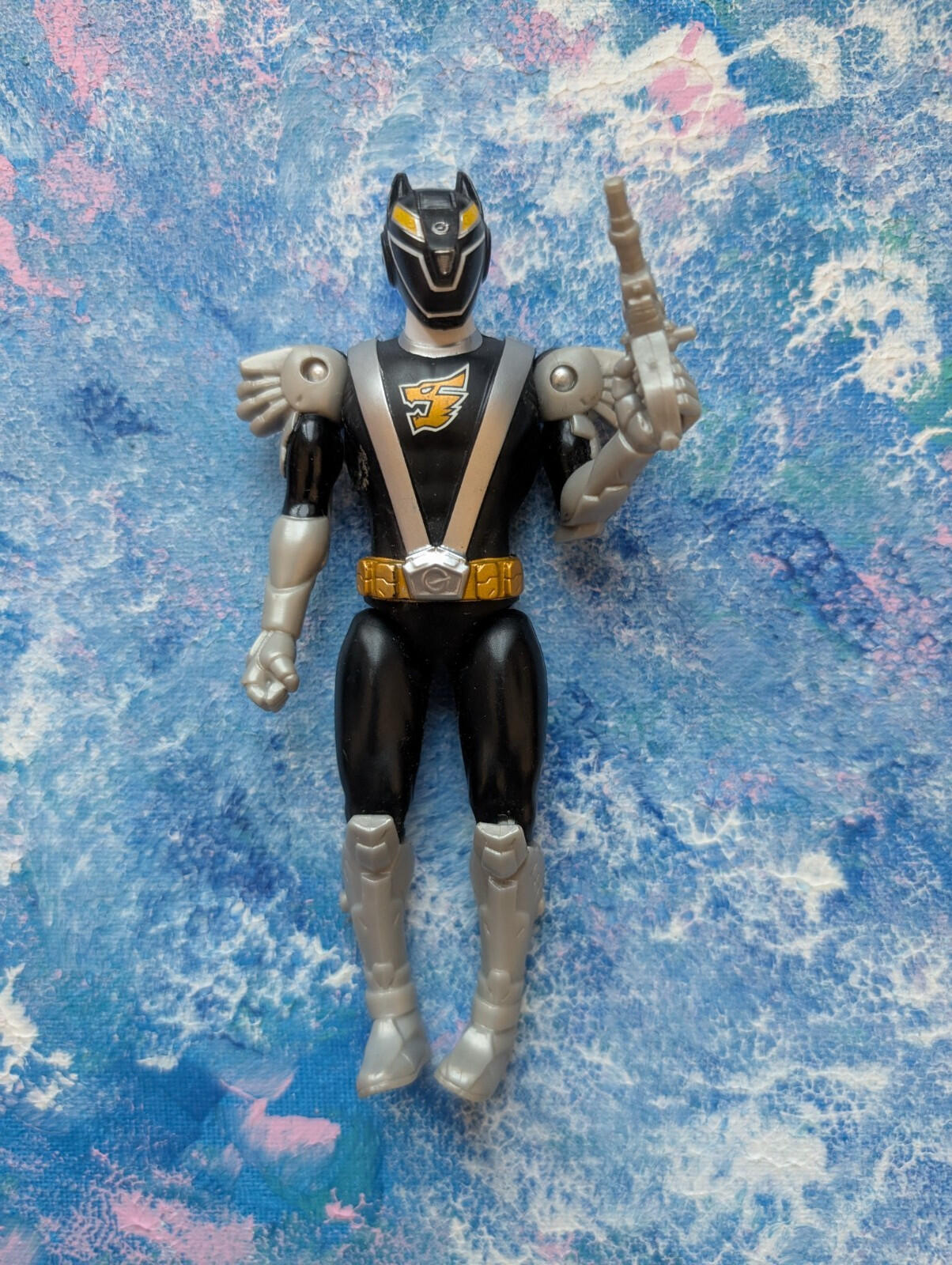 Power Rangers Black/Wolf Ranger Figure With Gun - 2000's