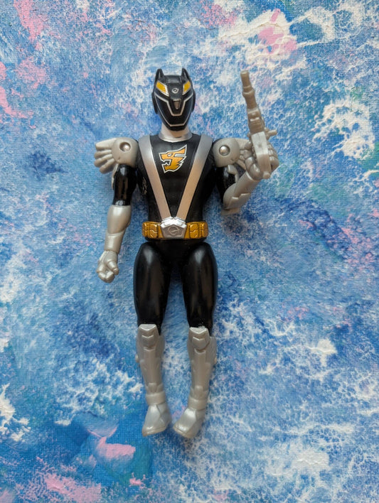 Power Rangers Black/Wolf Ranger Figure With Gun - 2000's