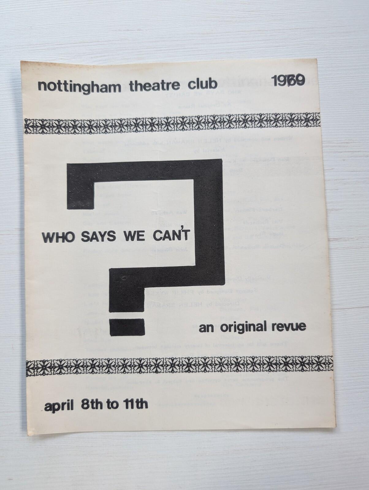 Who Says We Can't Programme - Nottingham Theatre Club 1970