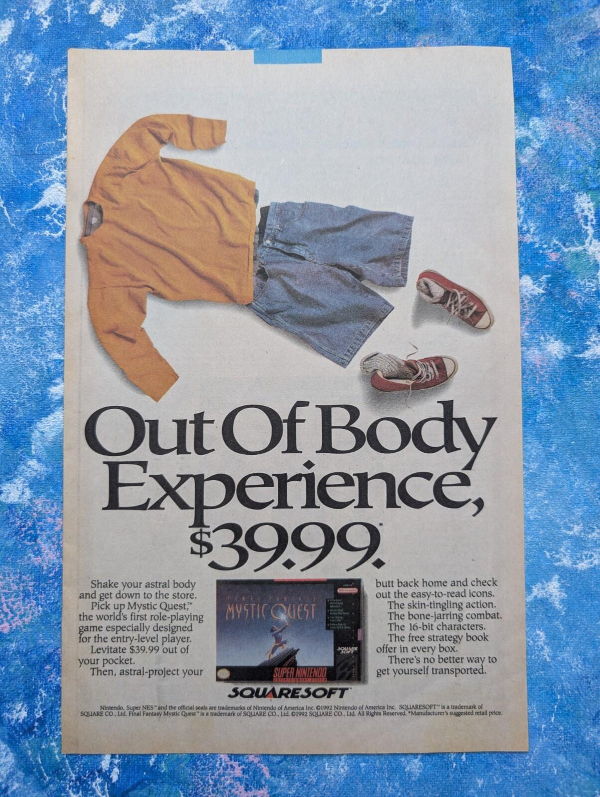 Final Fantasy Mystic Quest SNES Squaresoft/Nintendo 1992 Advert - See Details