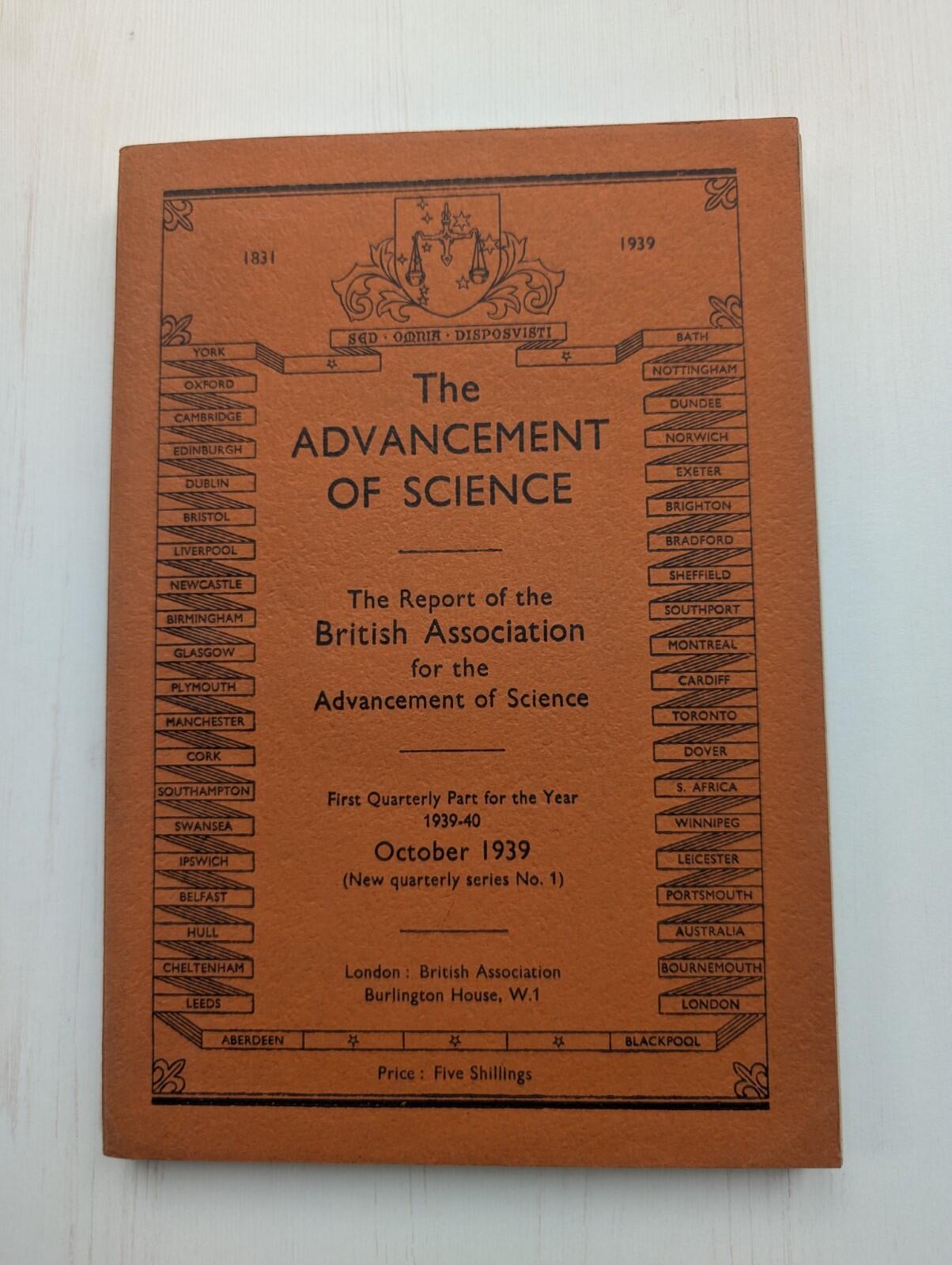 British Association For The Advancement of Science Report No.1 - October 1939
