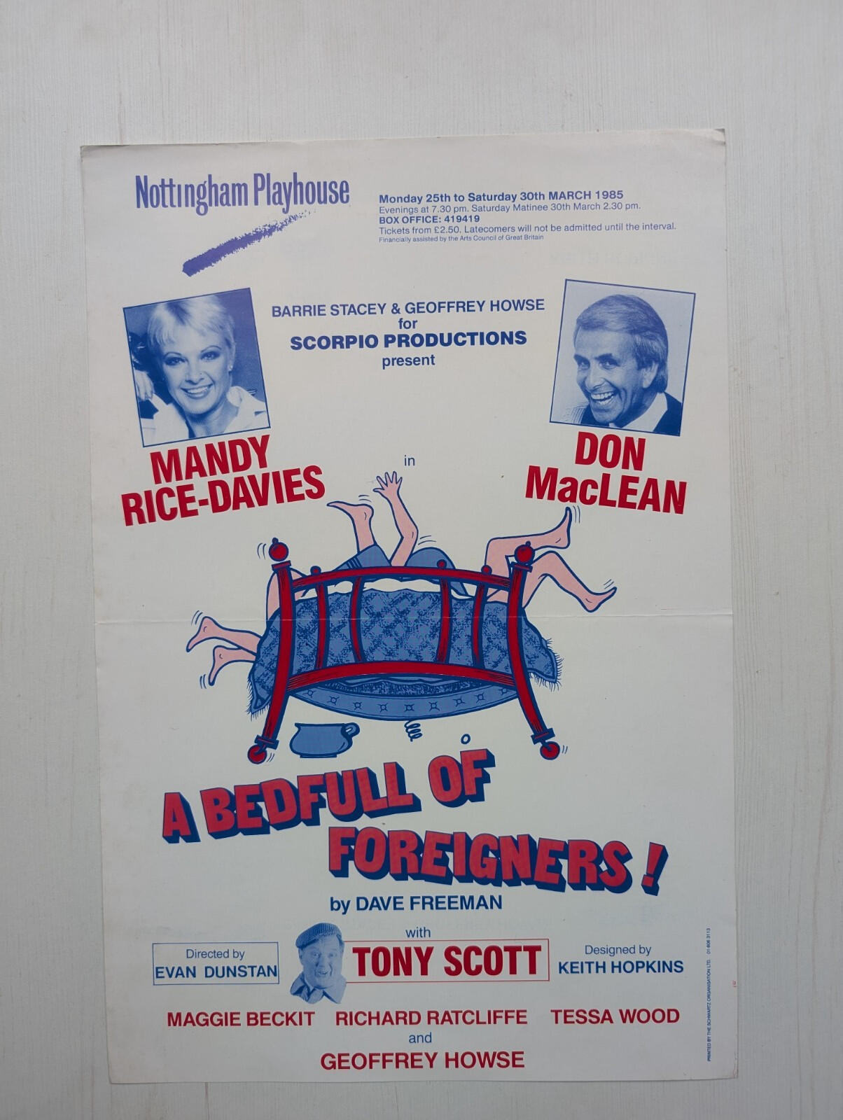 A Bedfull of Foreigners Theatre Poster - Nottingham Playhouse 1985