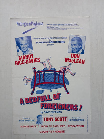 A Bedfull of Foreigners Theatre Poster - Nottingham Playhouse 1985