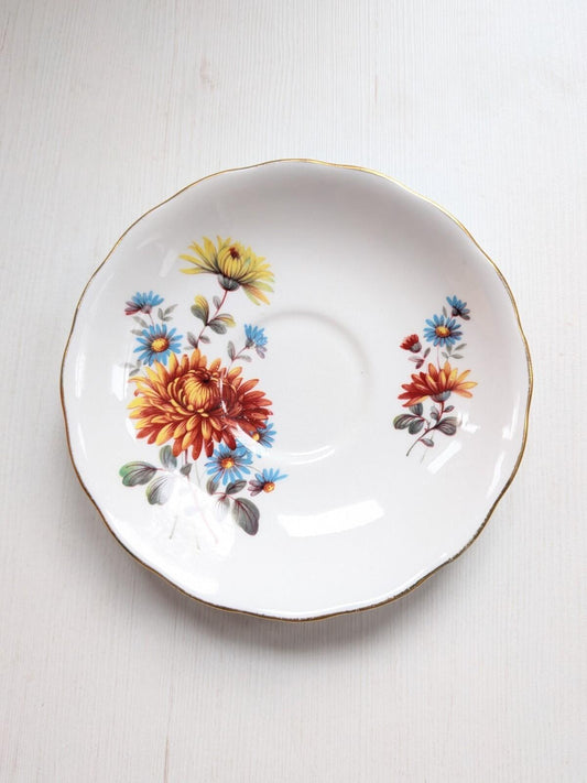 Vintage Queen Anne Bone China Floral Saucer - Ridgway Potteries Ltd