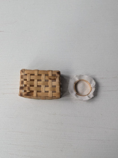 Dolls House Miniature Basket and Sewing Hoop - X2 Pieces - Unbranded