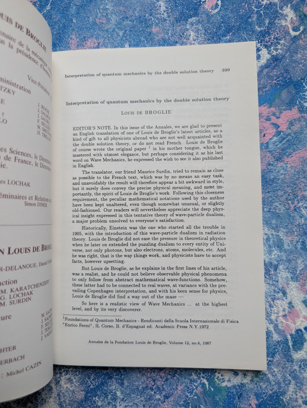 Annales de la Foundation Louis de Brogile - Vol. 12 No.4 - 1987