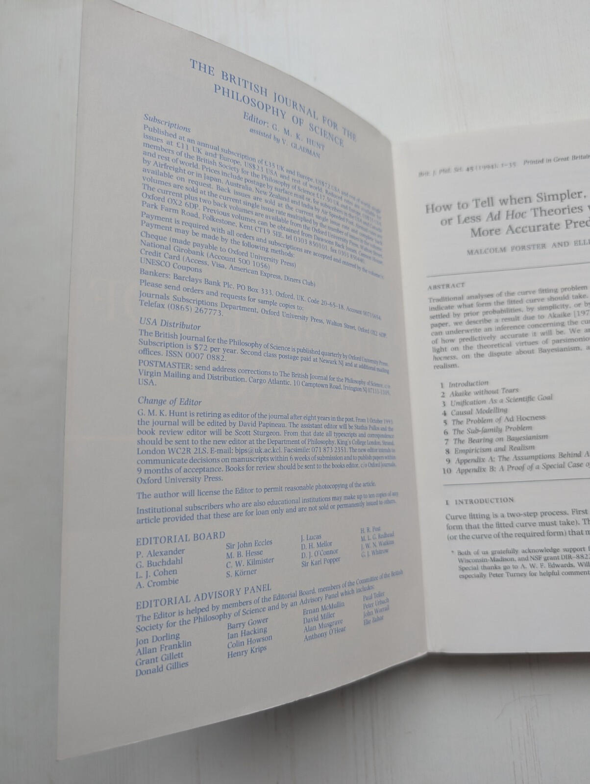 The British Journal For The Philosophy Of Science Vol. 45 No. 1 - March 1994